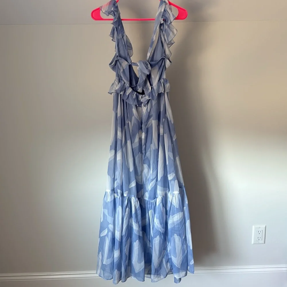 Abercrombie & Fitch Blue Ruffled Maxi Dress